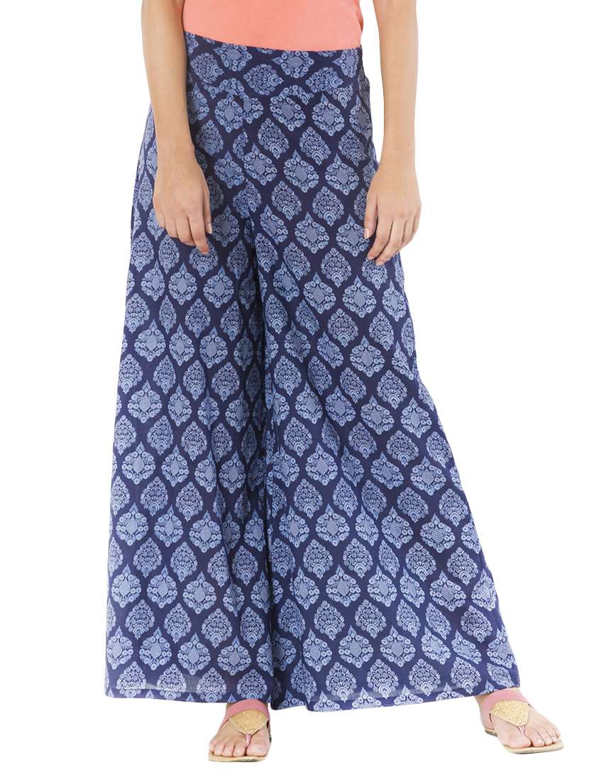 blue cotton palazzos