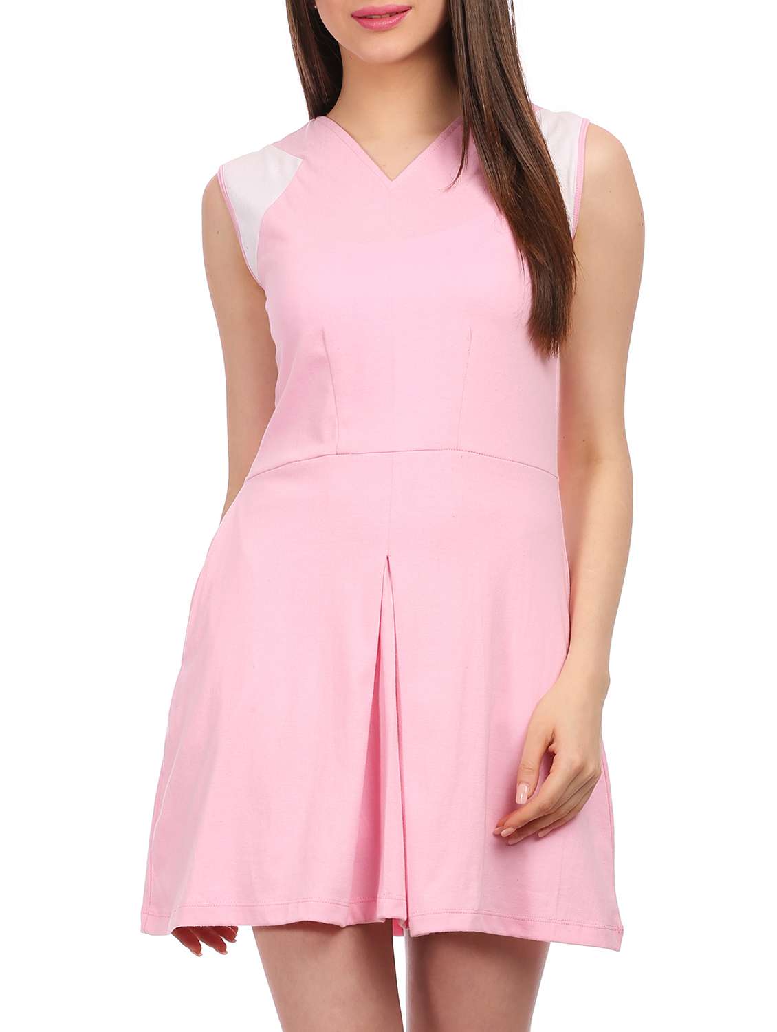 pink and white cotton dress