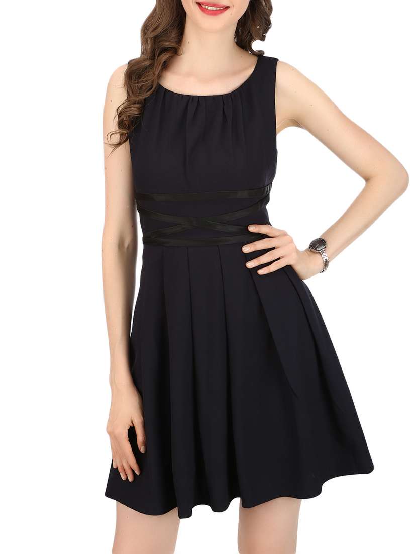 solid black casual dress