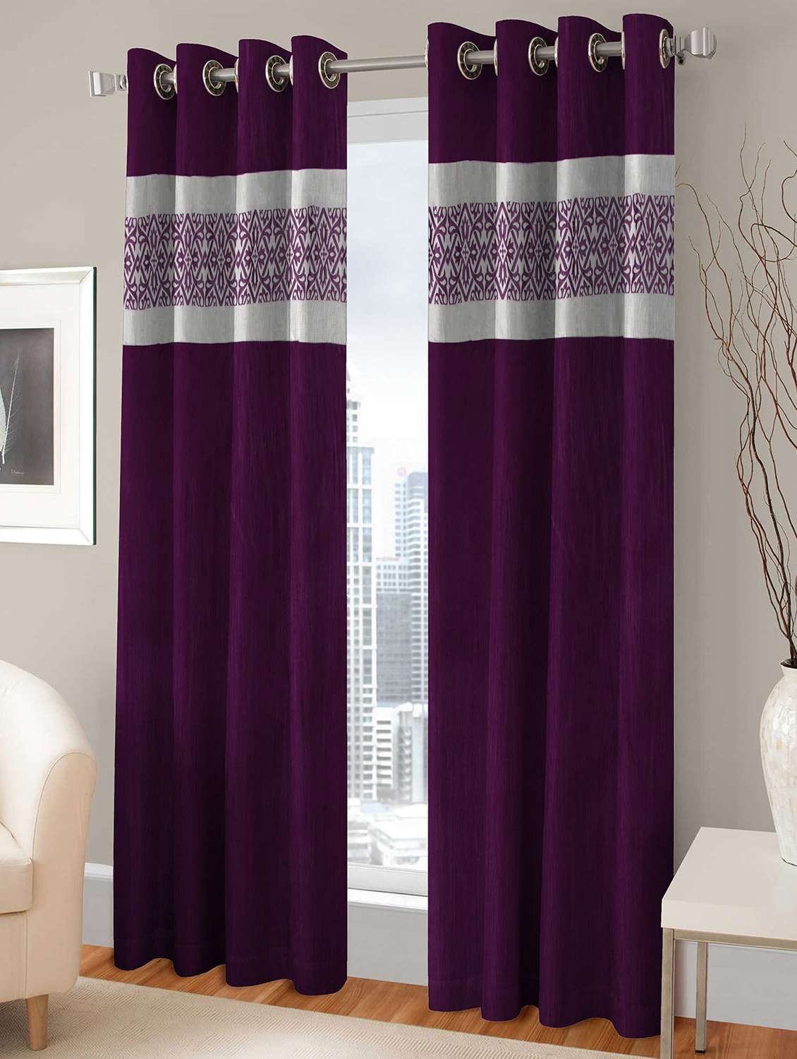 bsb trendz eyelet purple door curtain ps-131