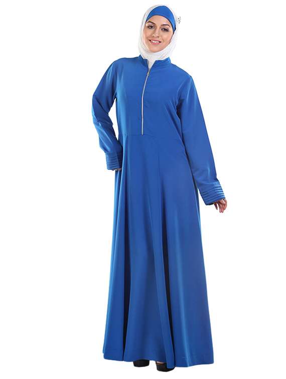 front zipper opening blue abaya