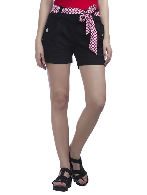 black cotton regular shorts - 11035319 -  Zoom Image - 0