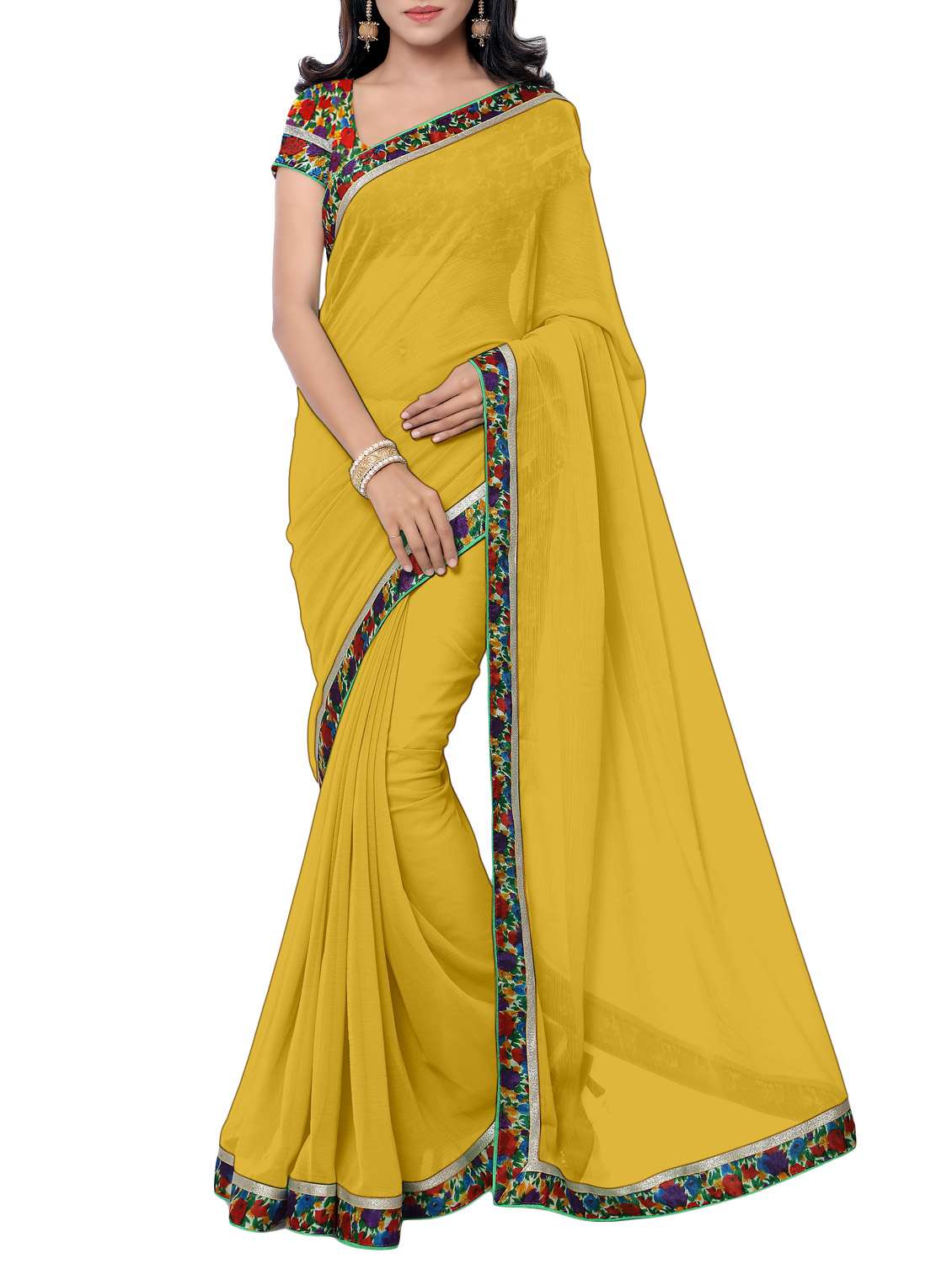 yellow cotton saree