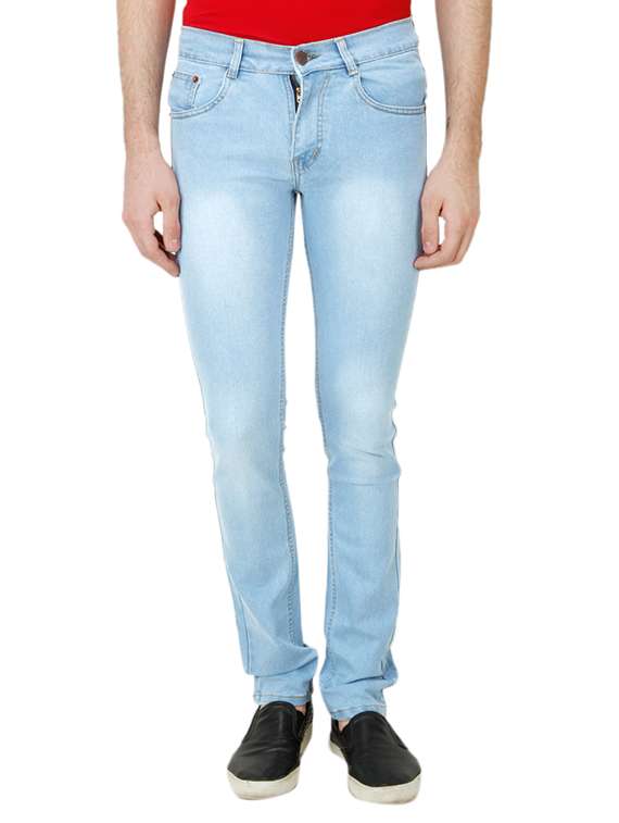 blue cotton blend jeans