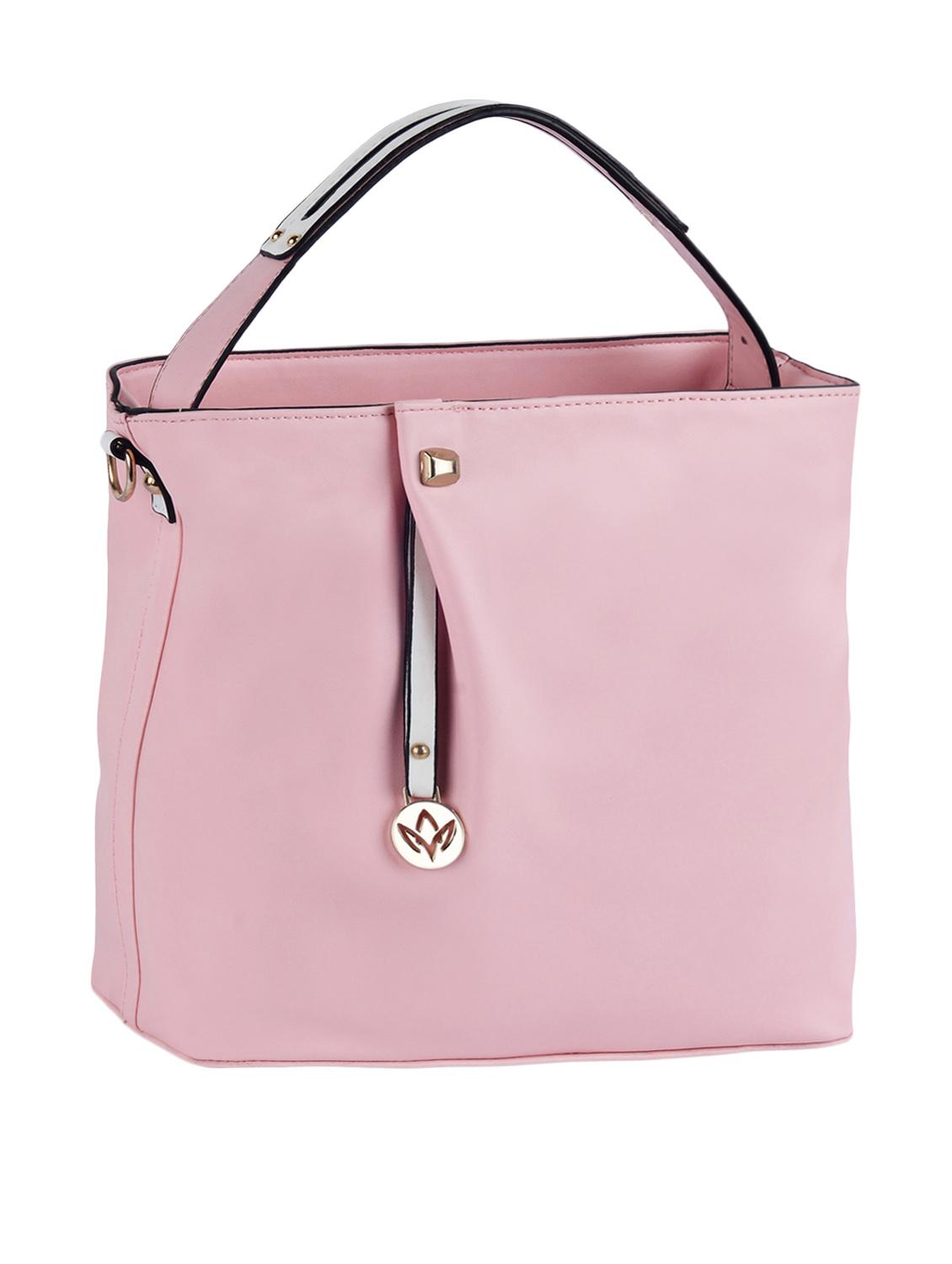 Plain Solid Pink Leatherette Handbag - Mod'acc