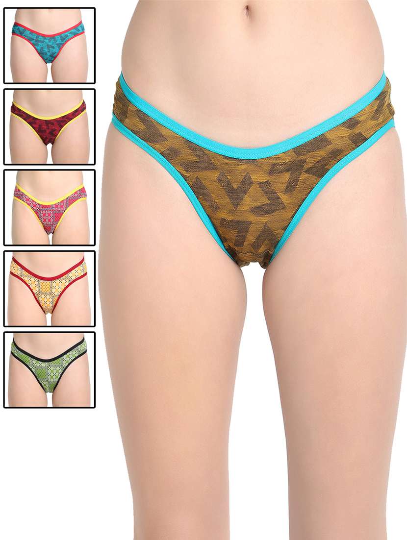 set of 5 multi colored panties