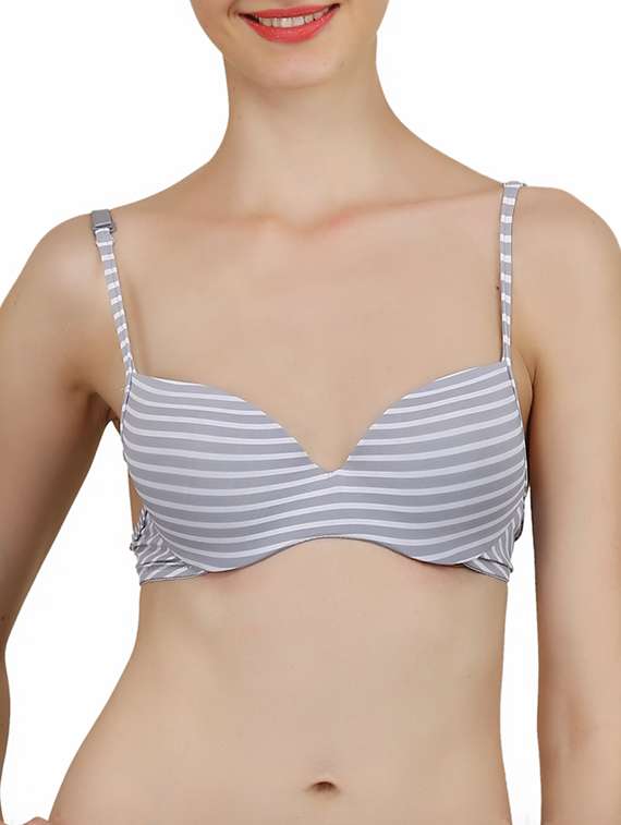 detachable strap striped t-shirt bra