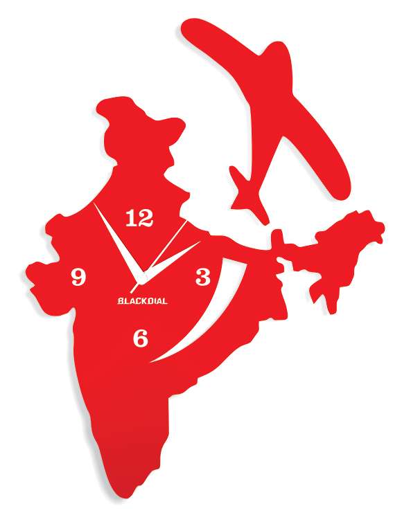 Flying Plane With India Wall Clock