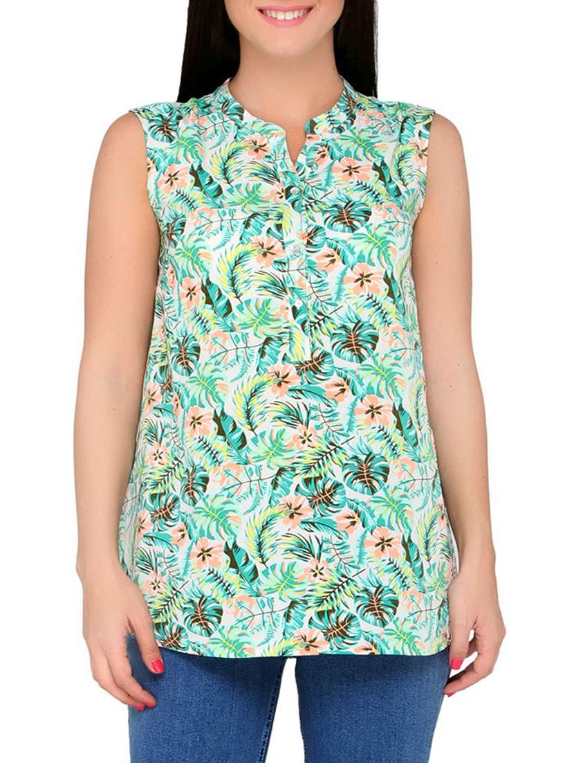 green cotton regular top