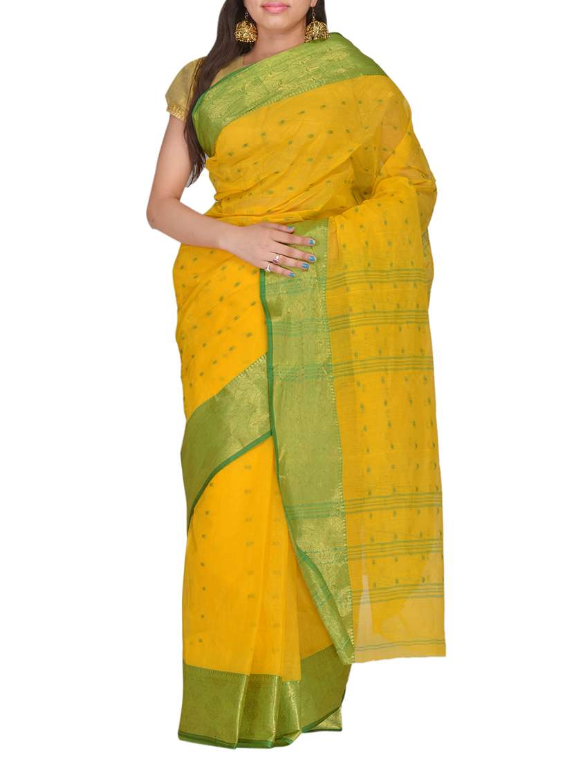 yellow cotton saree