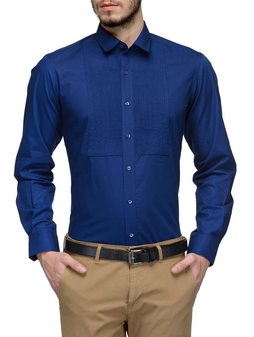 navy blue cotton casual shirt