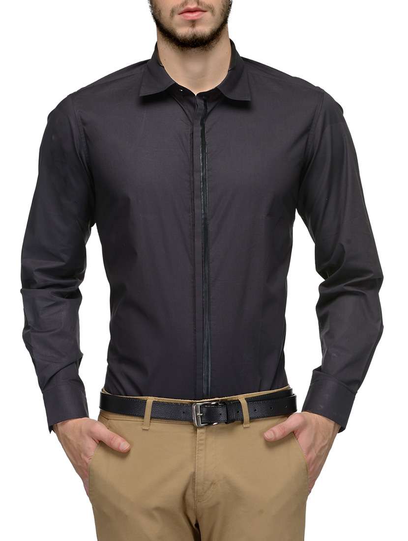 black polyester casual shirt