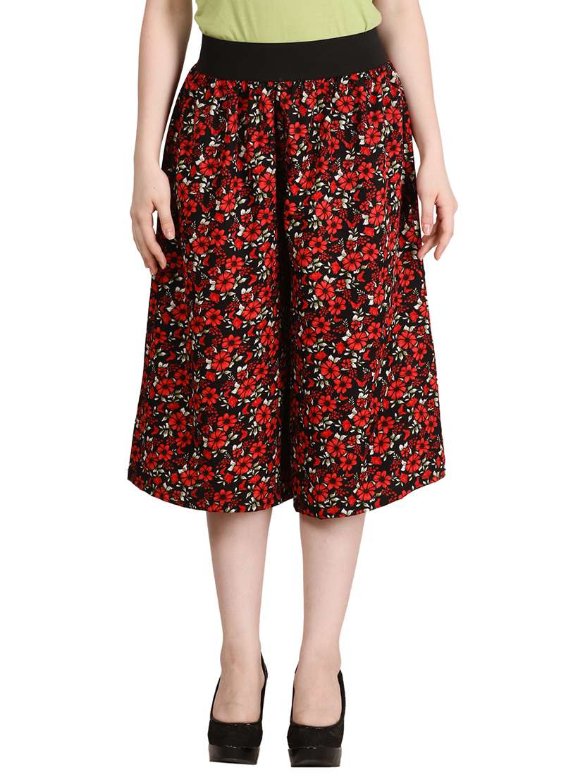 red crepe culottes
