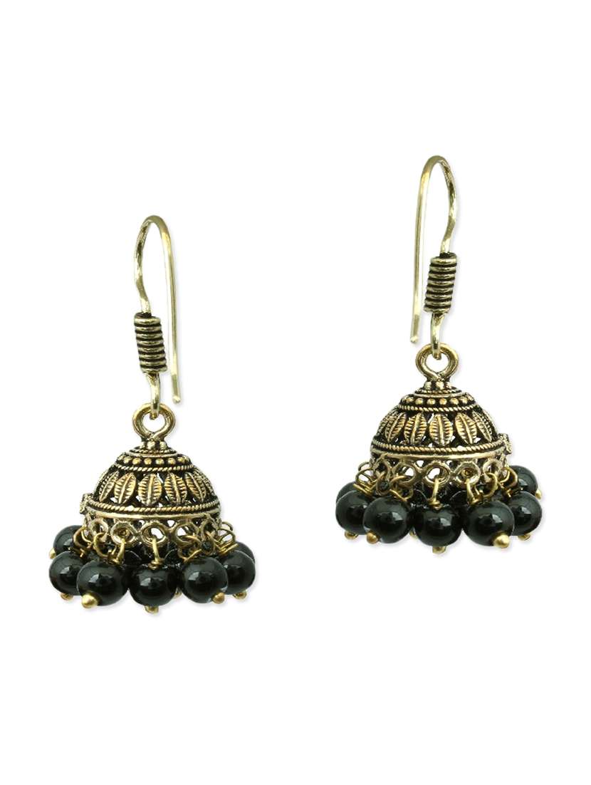 gold, black brass earring