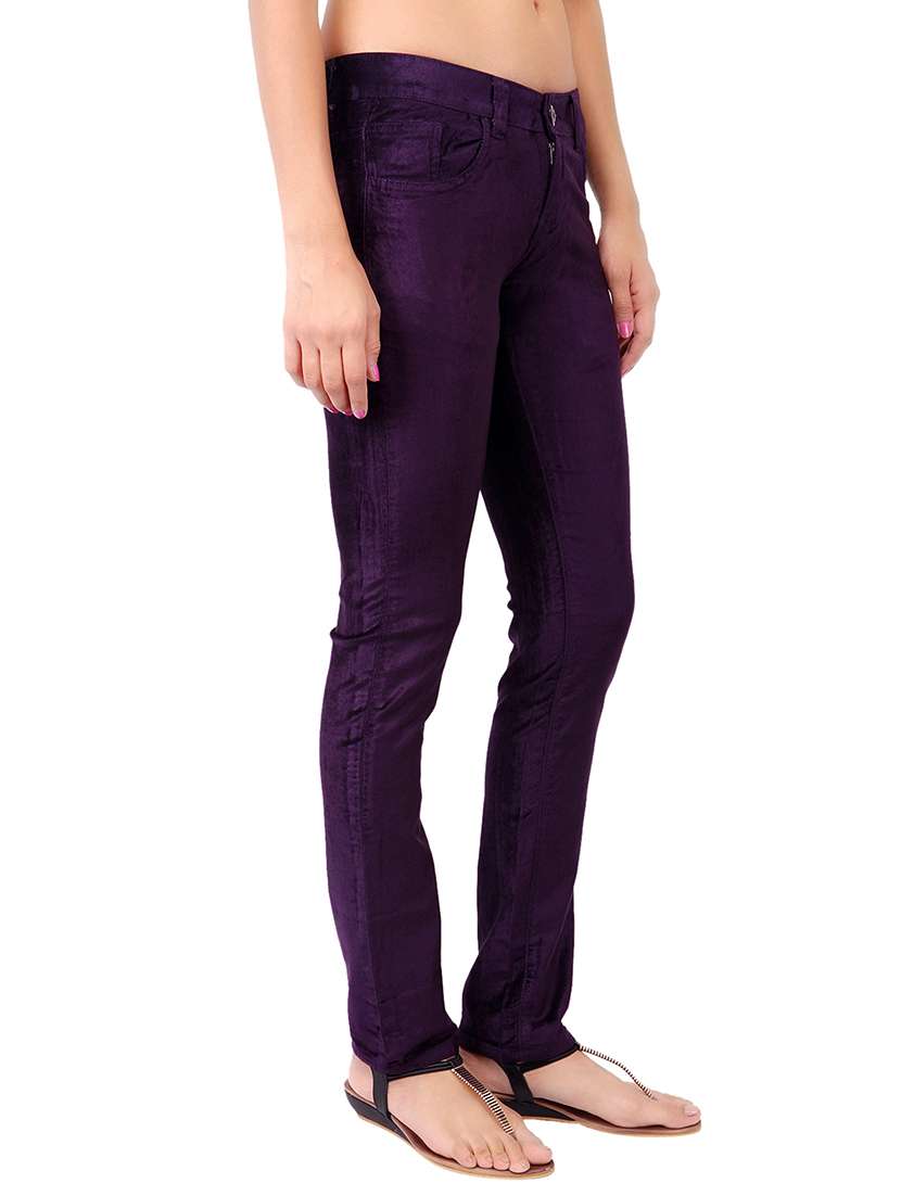 purple cotton trousers - 11085343 - Standard Image - 1
