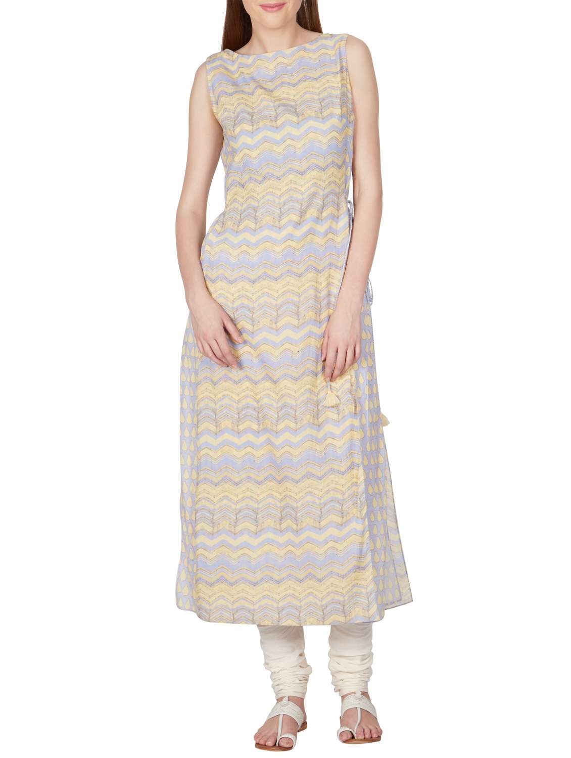 cream  cotton printed kurta