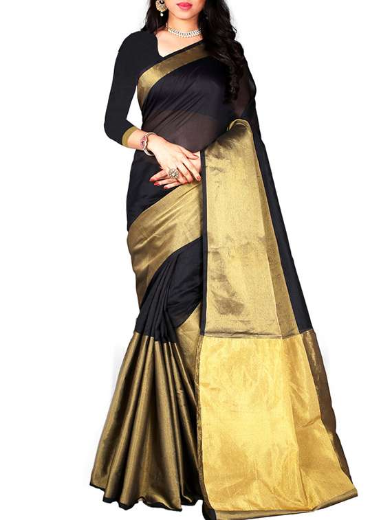 black art silk saree with blouse
