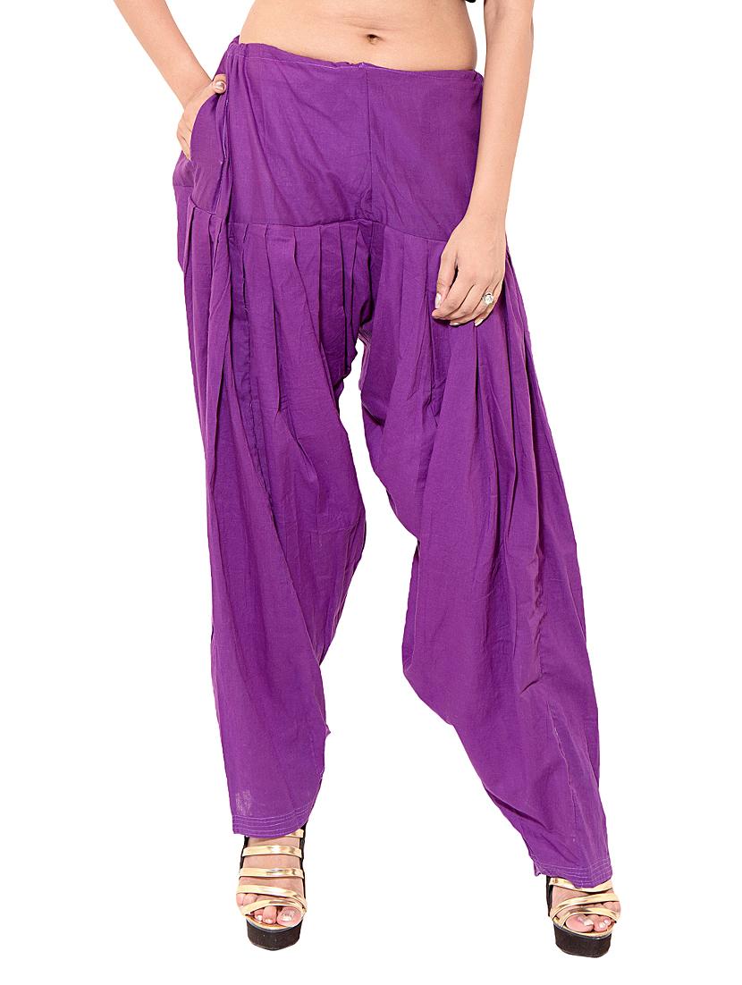 beige cotton patiyala salwars - 11119990 -  Standard Image - 1