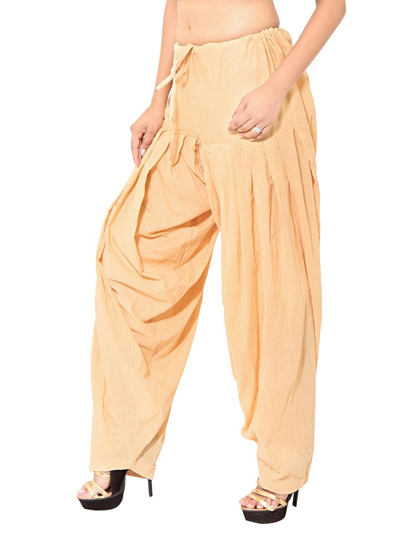 beige cotton patiyala salwars - 11119990 - Standard Image - 6