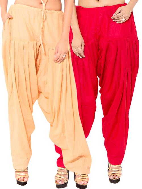 red cotton patiyala salwars - 11120021 -  Standard Image - 0