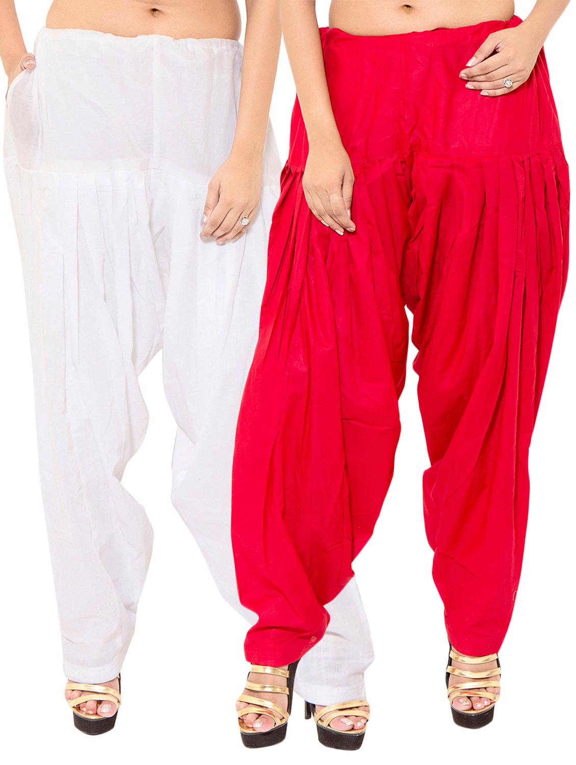 white cotton patiyala salwars - 11120048 - Zoom Image - 0