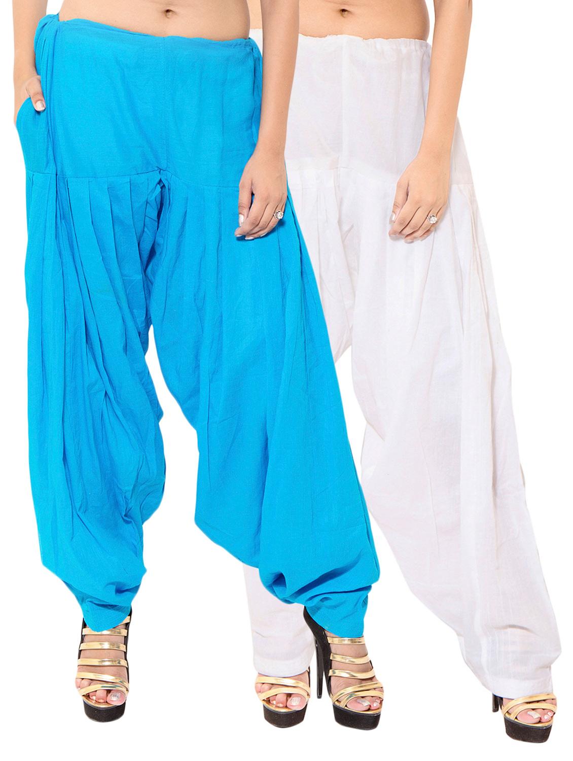 white cotton patiyala salwars - 11120050 - Zoom Image - 0