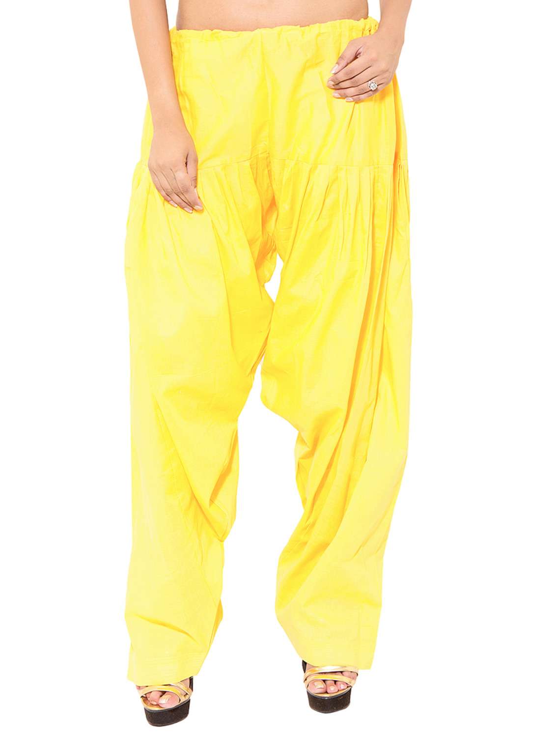 yellow cotton patiyala salwars - 11120062 -  Standard Image - 1