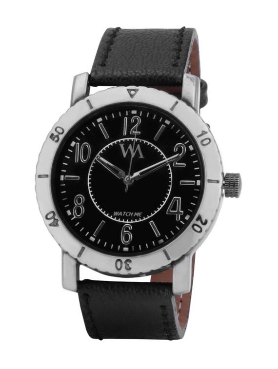 black leather wrist watch - 11123256 - Standard Image - 1