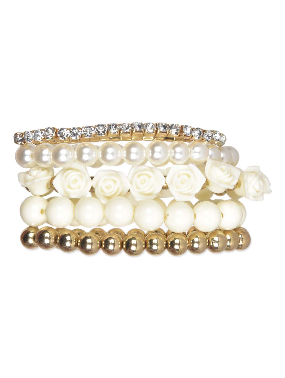 gold metallic and white acrylic bracelet