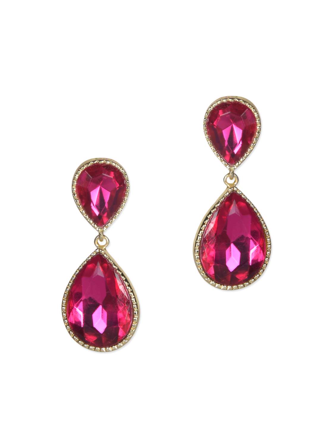 pink metallic stone earrings