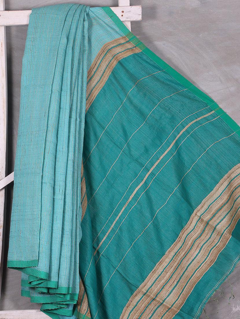 Hand Woven Bengal Cotton & Geecha Silk Saree - Attire Zone