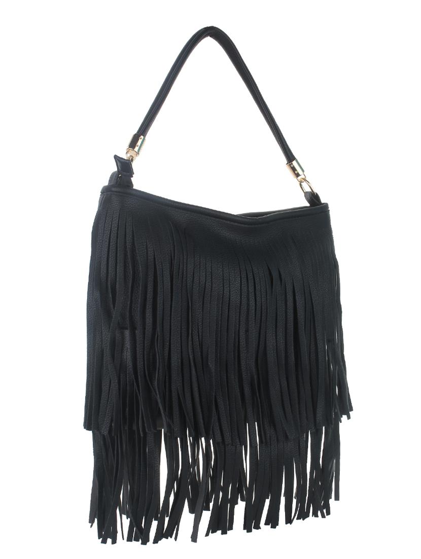 black leatherette fringes handbag - 11131163 - Standard Image - 4