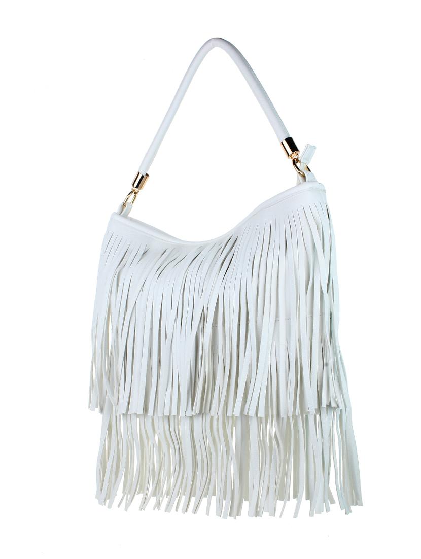 light blue leatherette fringes handbag - 11131165 -  Standard Image - 1