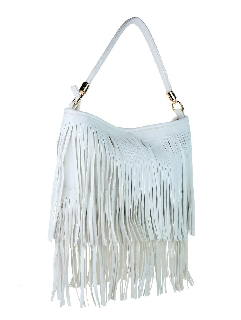 light blue leatherette fringes handbag - 11131165 - Standard Image - 4