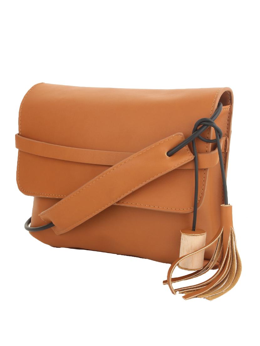 tan leatherette sling bag - 11131423 - Standard Image - 4