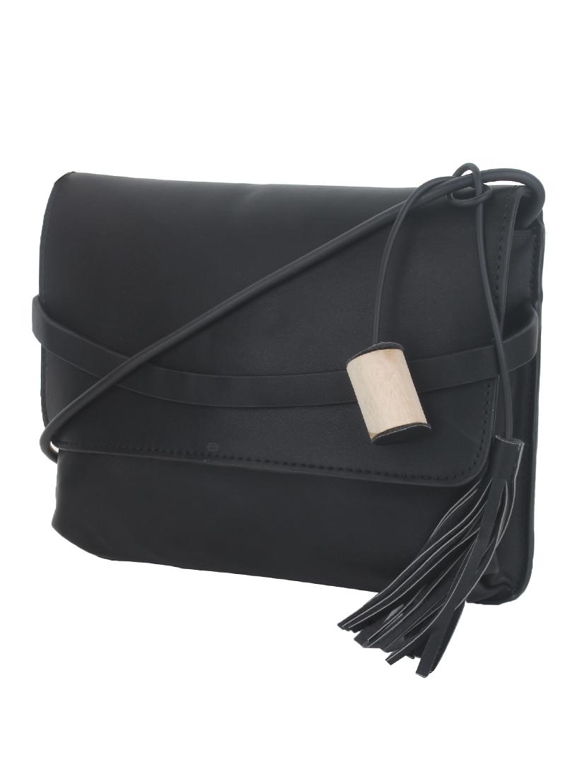 black solid regular sling bag - 11131426 - Standard Image - 4