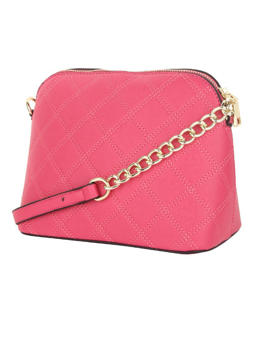pink leatherette quilted sling bag - 11131430 - Standard Image - 4