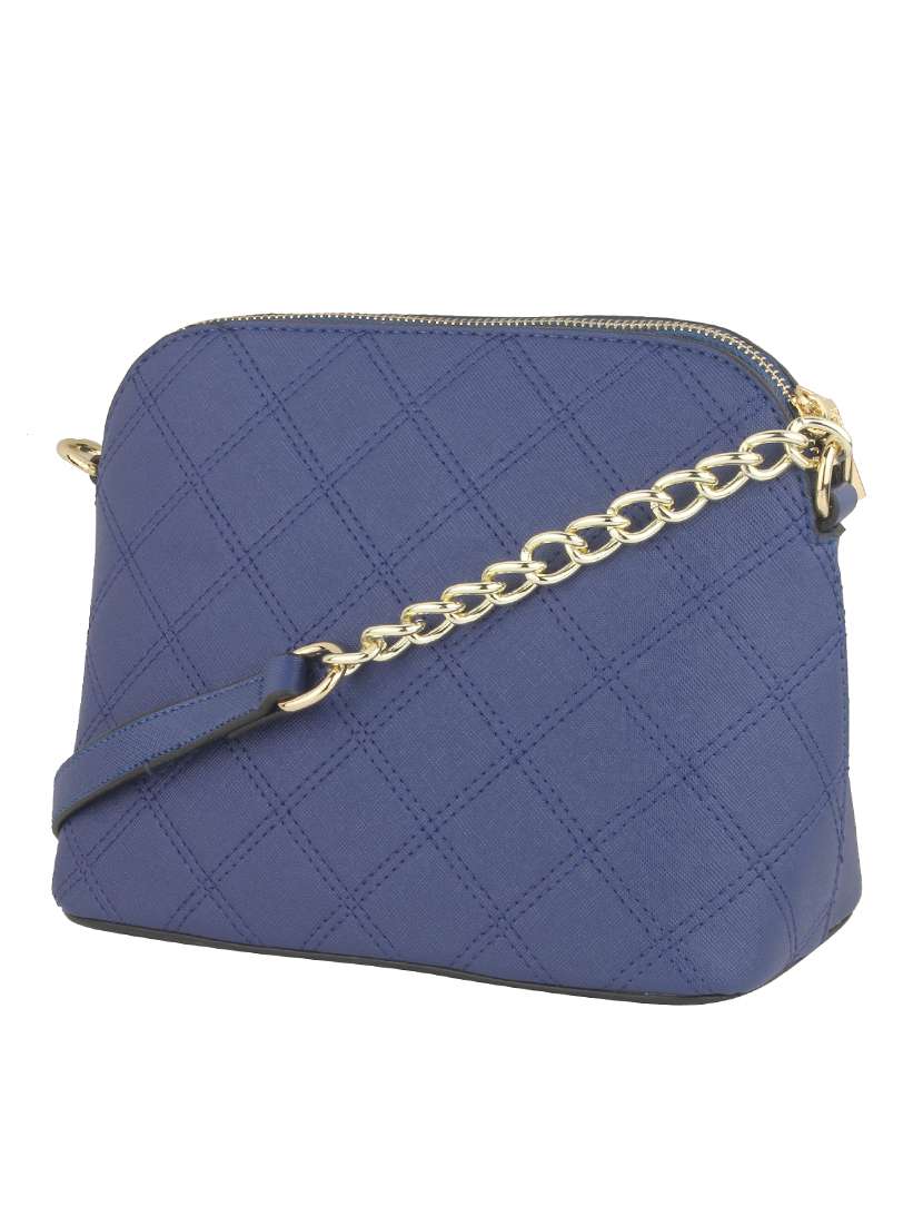blue leatherette quilted sling bag - 11131432 - Standard Image - 4