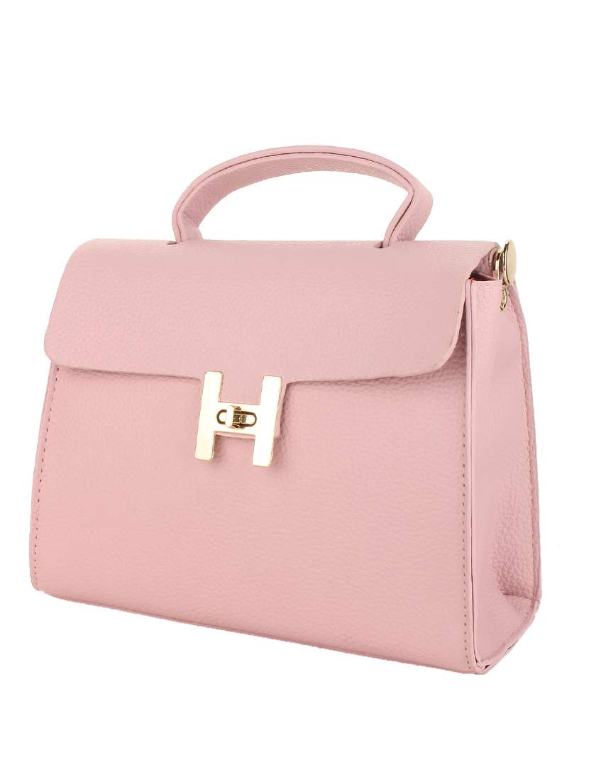 pink leatherette handbag with sling - 11131434 - Standard Image - 4