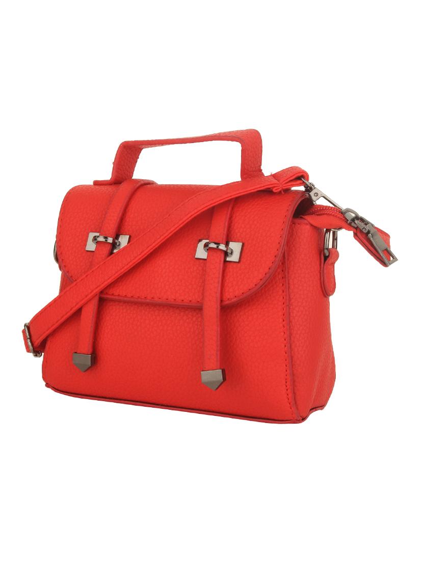 red leatherette textured sling bag - 11131439 - Standard Image - 4