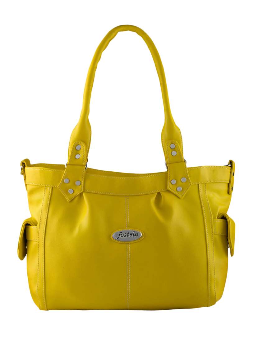 yellow leatherette handbag