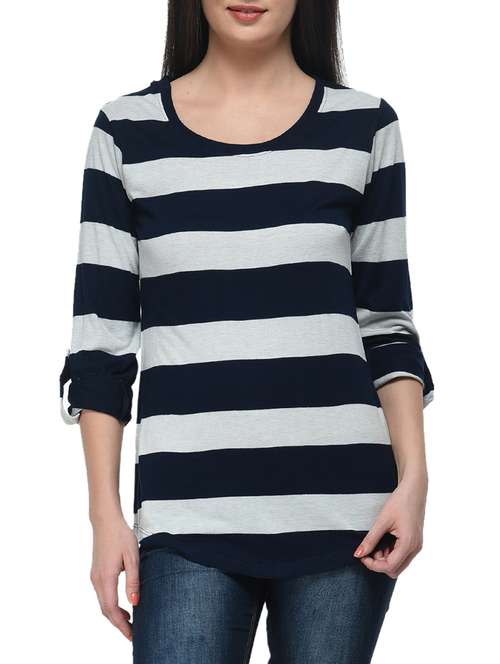 navy blue viscose top - 11140554 - Standard Image - 0
