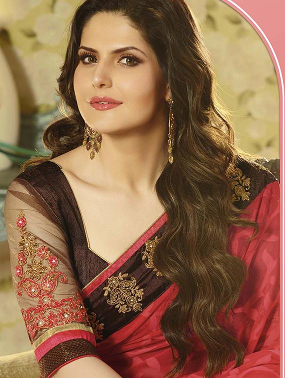 red & brown georgette half & half saree - 11144917 - Standard Image - 1