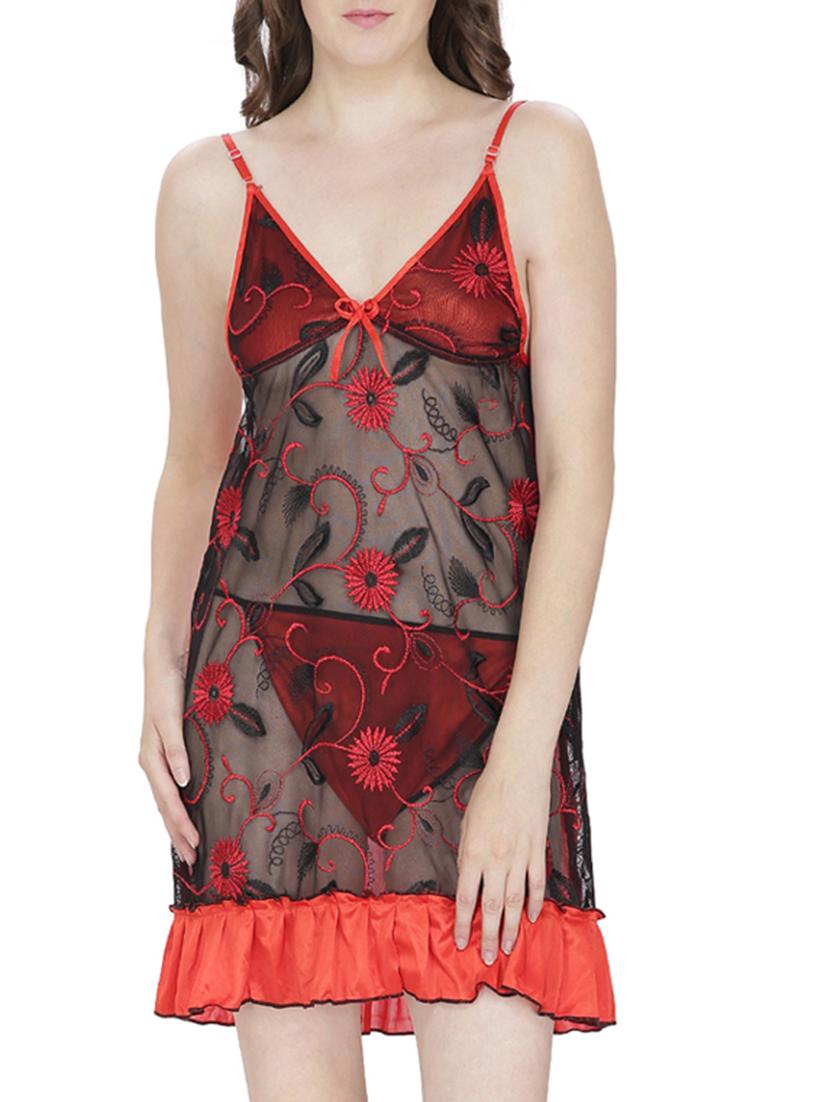 red satin nightwear set - 11146089 - Standard Image - 1