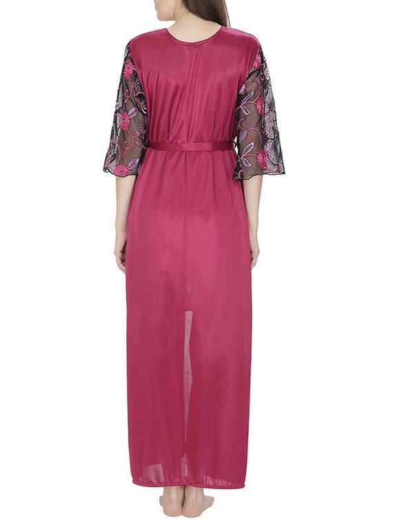maroon satin nightwear set - 11146091 - Standard Image - 1
