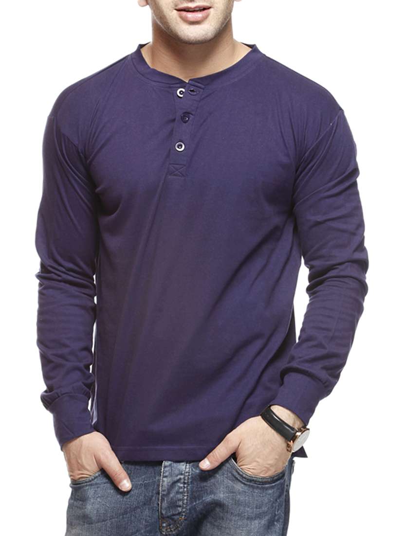 solid navy blue cotton t-shirt