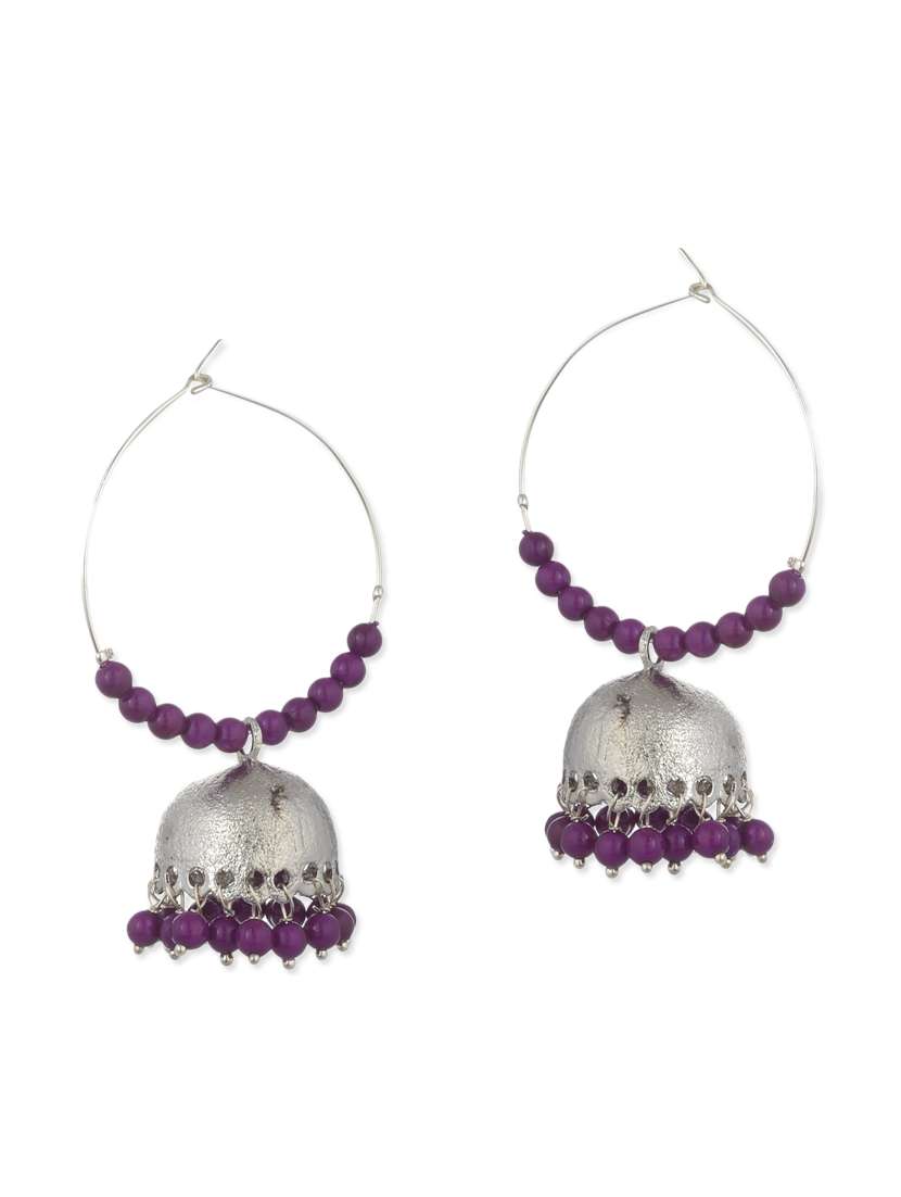 purple beads balli earring
