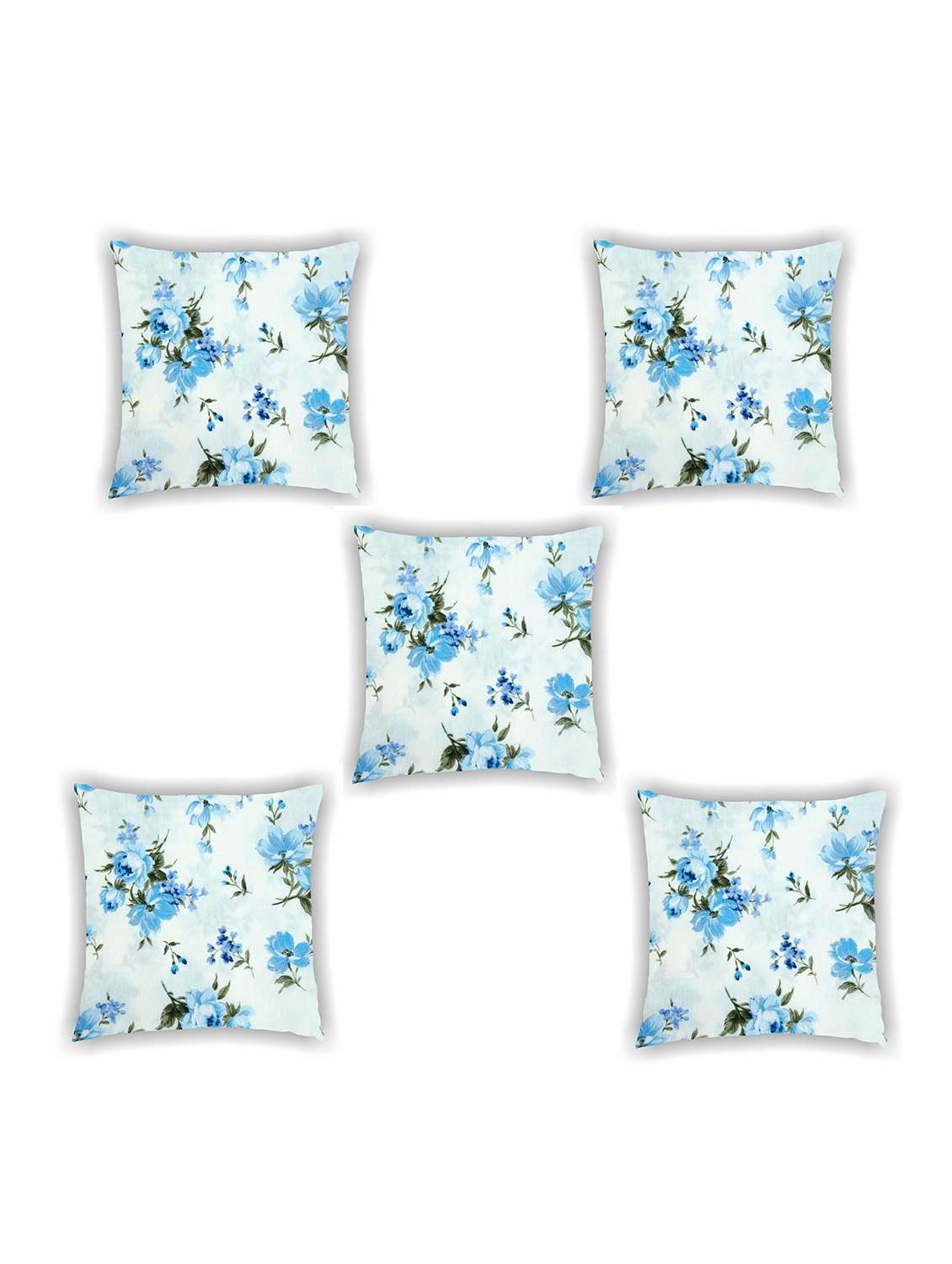 white satin floral print cushion covers ( set of 5)