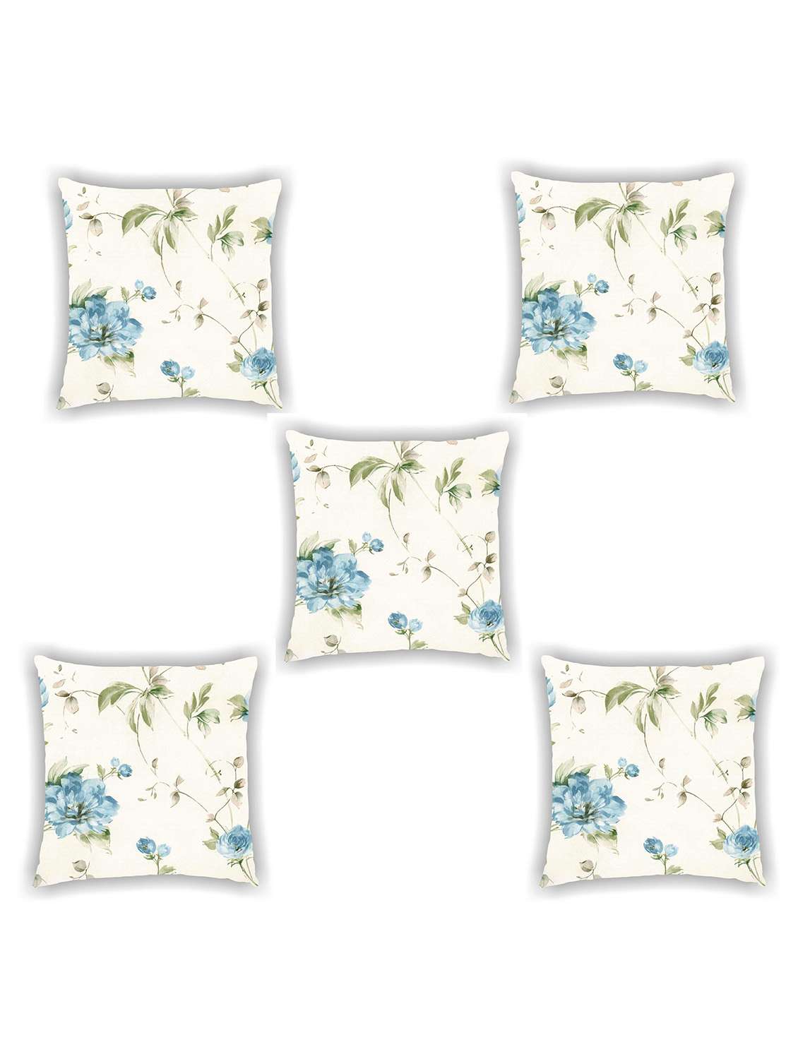 white satin floral print cushion covers (set of 5)