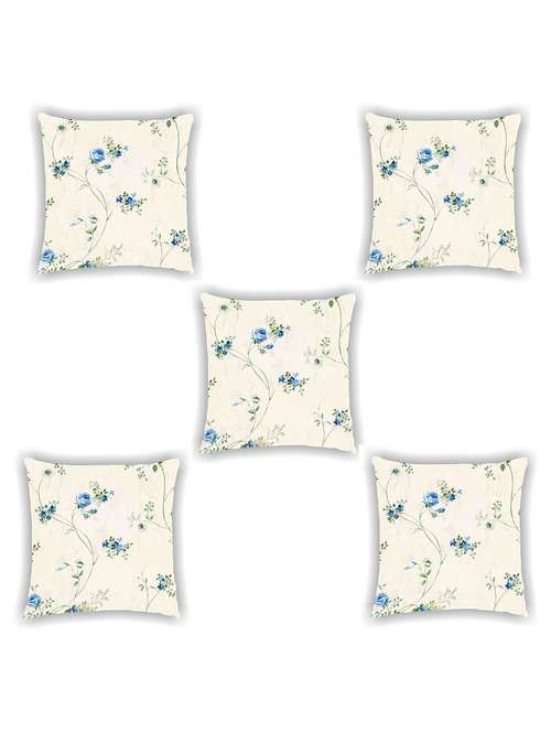 white satin floral print cushion covers (set of 5) - 11155230 -  Standard Image - 0